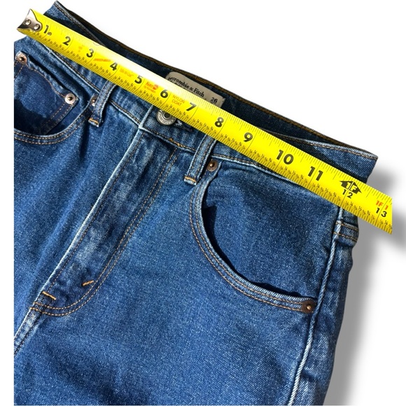 Abercrombie & Fitch Women's Straight Leg High Waist Jeans - Dark Indigo Blue - Picture 10 of 16